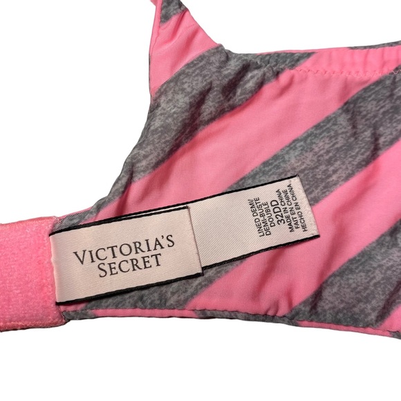 Victorias Secret Lined Demi Underwire Bra in Gray with Pink Polka Dots / 32DD - Picture 7 of 7